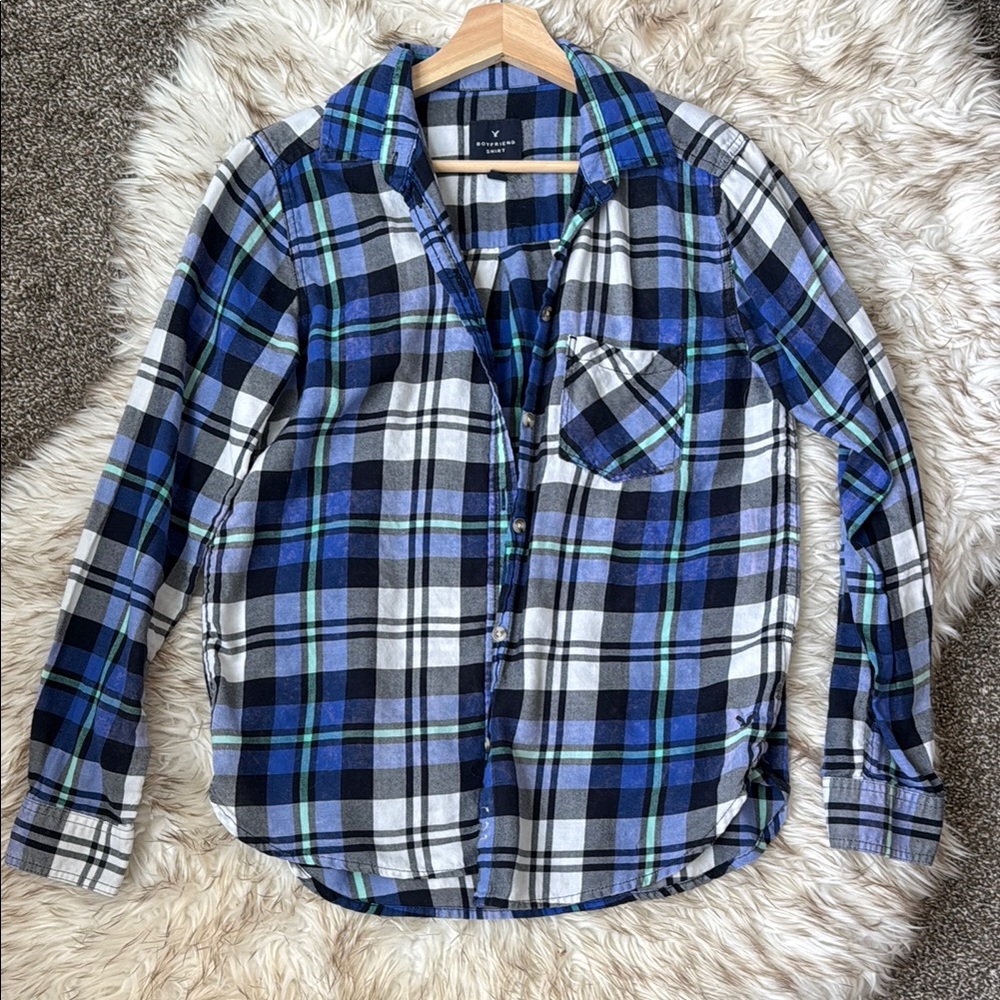 American Eagle Plaid Button Down Flannel Shirt